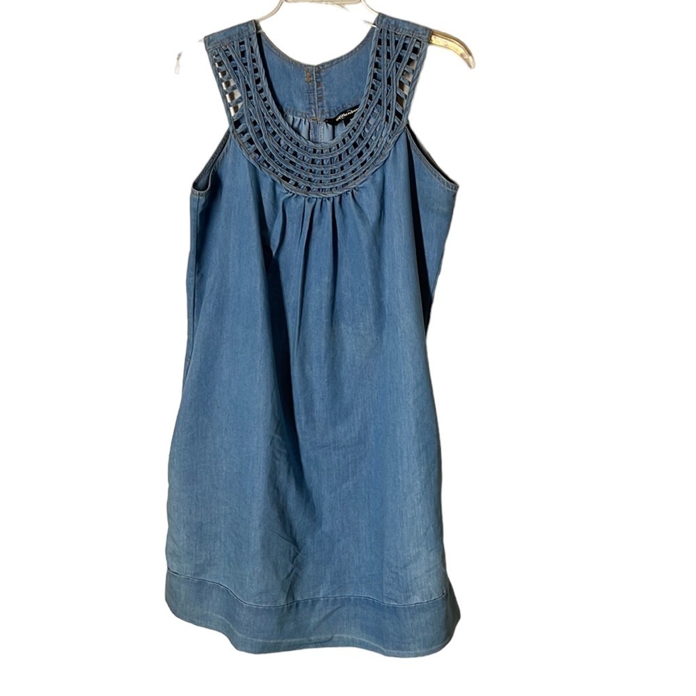 Millenium Light Blue Denim Braided Collar Dress. Sz M. EUC